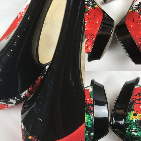 Marc Fisher Tumble 2 Red Floral Black Pump Heels - Picture 7 of 7